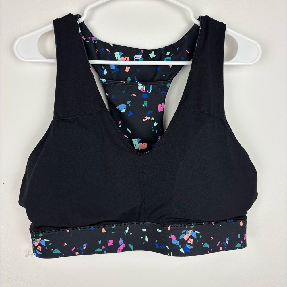 Fabletics Black Active Bra With Multicolor Triang… - image 5